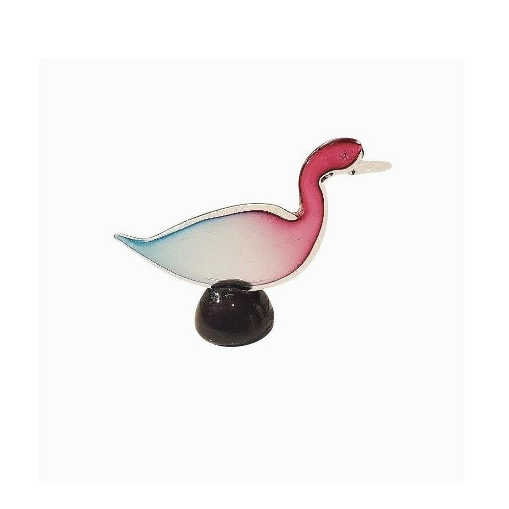 Vintage Murano Glass Duck Sculpture, Italian Art Glass, Colorful Figurine